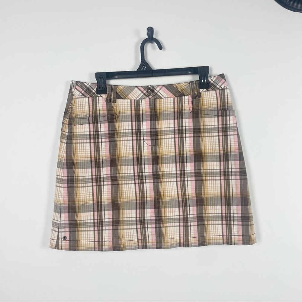 Cutter & Buck Pink and Brown Plaid Cotton Blend Skort Size 8